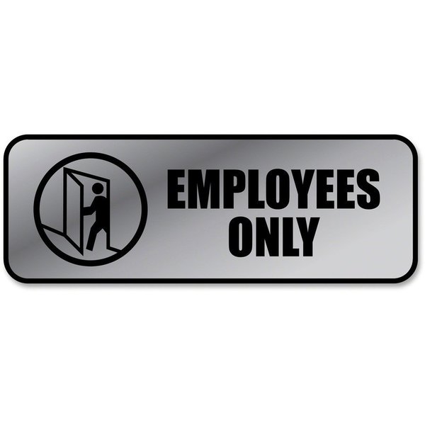 Cosco Employee Only Sign, Metallic, 9"x3", Black/Silver COS098206